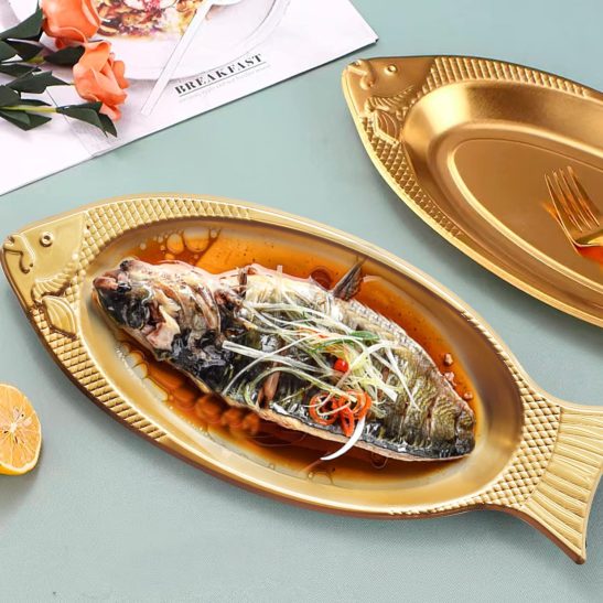 Stainless Steel Fish-Shaped Tray - Ideal Choice for Homes, Hotels, Restaurants, and Schools, Magnetic Fish Design