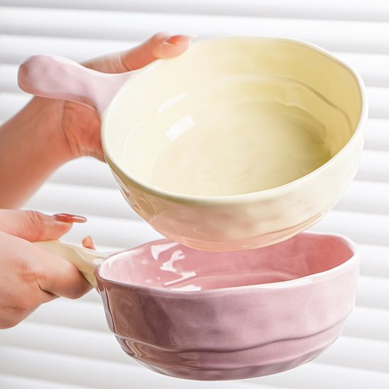 Ceramic Bowl with Handle Large Capacity, Multi Purpose Design, Microwave, Dishwasher Safe, Heat Resistant, Ideal for Soups, Pasta, Breakfast, Microwave Ramen Bowl